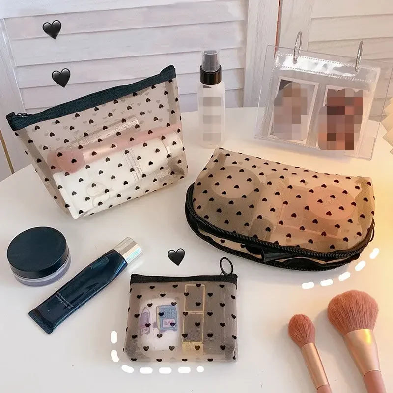 New Mesh Transparent Cosmetic Bags – Small & Large Clear Makeup Pouch, Portable Travel Toiletry Organizer with Lipstick Storage