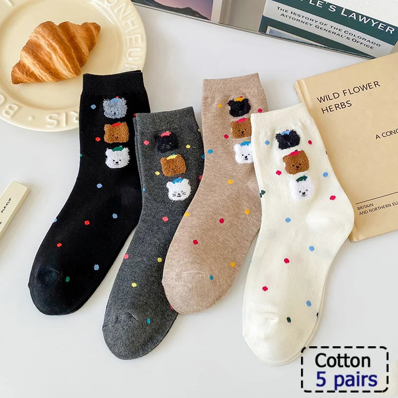 5/10 Pairs Striped Harajuku Retro Socks - Casual, Breathable Cotton Socks for Men & Women