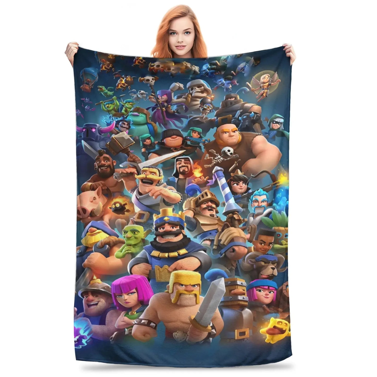 Clashed Gamer Royale Winter Throw Blanket – Warm Bedspread with Funny Print for Boys & Girls Bedroom
