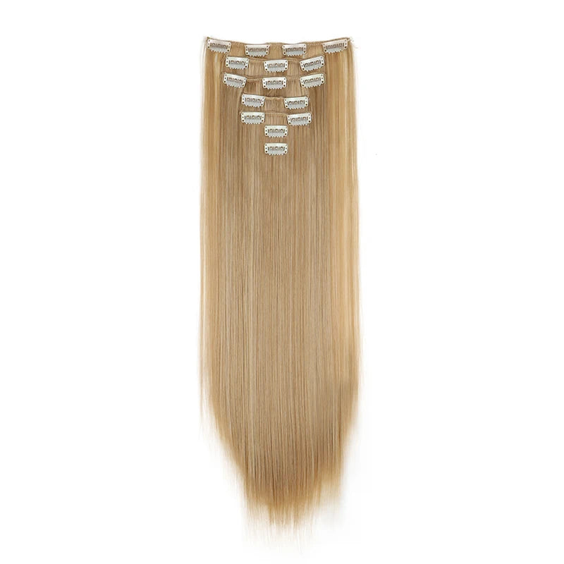 WIGSIN 24-Inch Straight Hair Extensions - 7-Piece Clip-In Synthetic Hair Set for Women