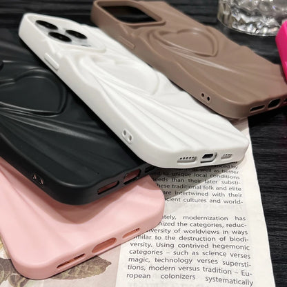 3D Love Heart iPhone Case — Fashion Soft Matte Silicone Full Cover for iPhone 11-17 Pro Max