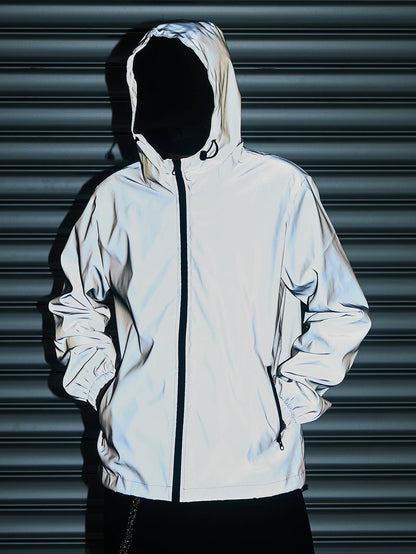 Night Reflective Hooded Jacket for Men - Spring Windproof Outdoor Running Casual Streetwear Coat S-5XL