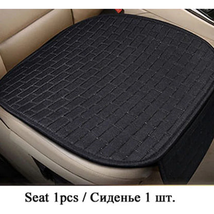 Universal Car Flax Seat Cushion Protector - Front and Rear Seat Cover Pad with Backrest Mat for Automotive Interiors