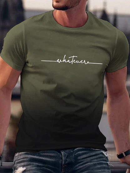 Summer Outing Gradient Print Crew Neck T-Shirt for Men – Trendy Casual Short Sleeve Tee, Ropa de Hombre