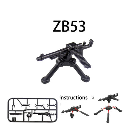Military Building Blocks Soldier Set - Tactical Weapons Figures with Gatling Gun, Rifle, Mortar & Accessories Toy Kit