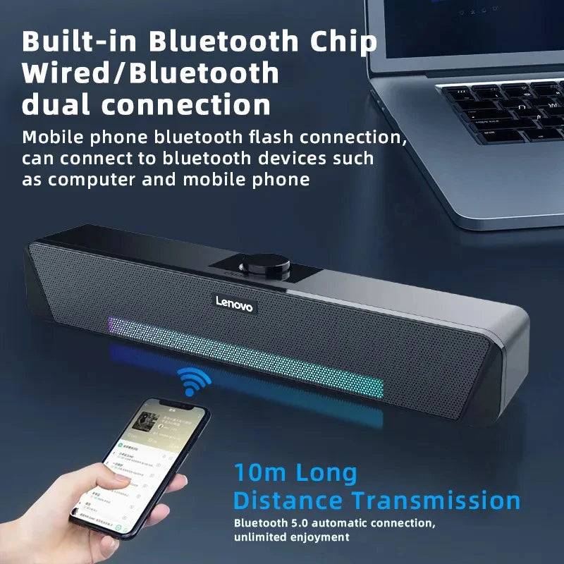 Lenovo TS33 Bluetooth 5.0 Speaker - Original Desk Subwoofer with AUX, Surround Sound for Home & Movies