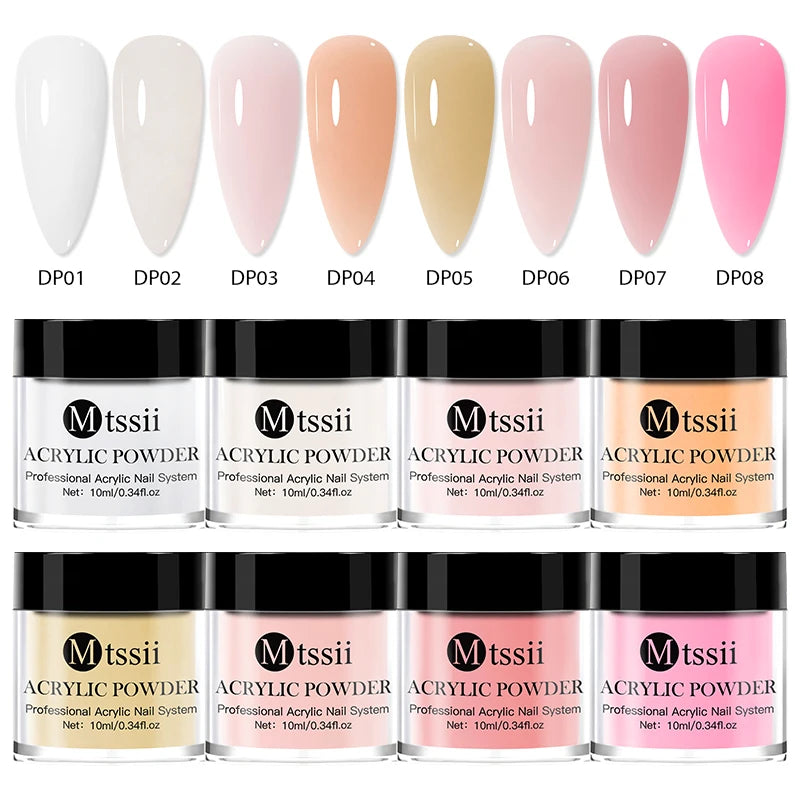 Nail Crystal Powder Kit – Acrylic Liquid Set with Pink & White Powder, Nail Brush for Extension & Carving, Beginner Set