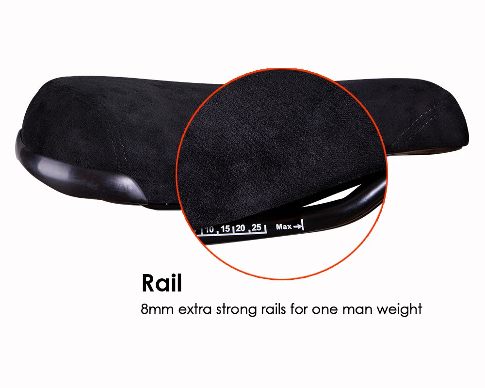 Funsea Bicycle Saddle - Black Wheelie Seat with Embroidered Logo, Flannelette Cover, 8mm Rail for Bikes
