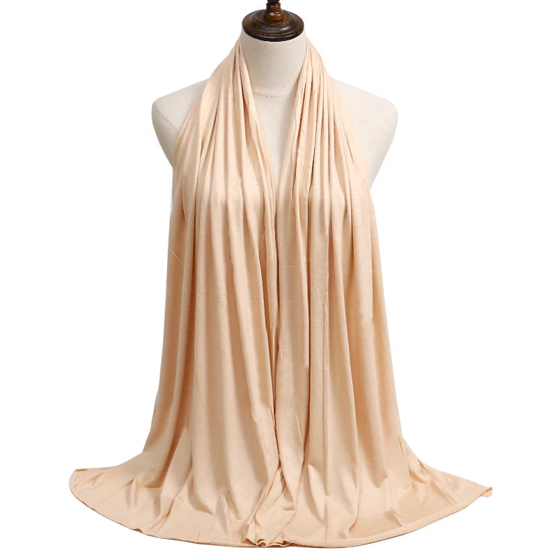 Women's Modal Cotton Jersey Hijab - Soft Solid Color Muslim Headscarf for Ramadan & Everyday Wear