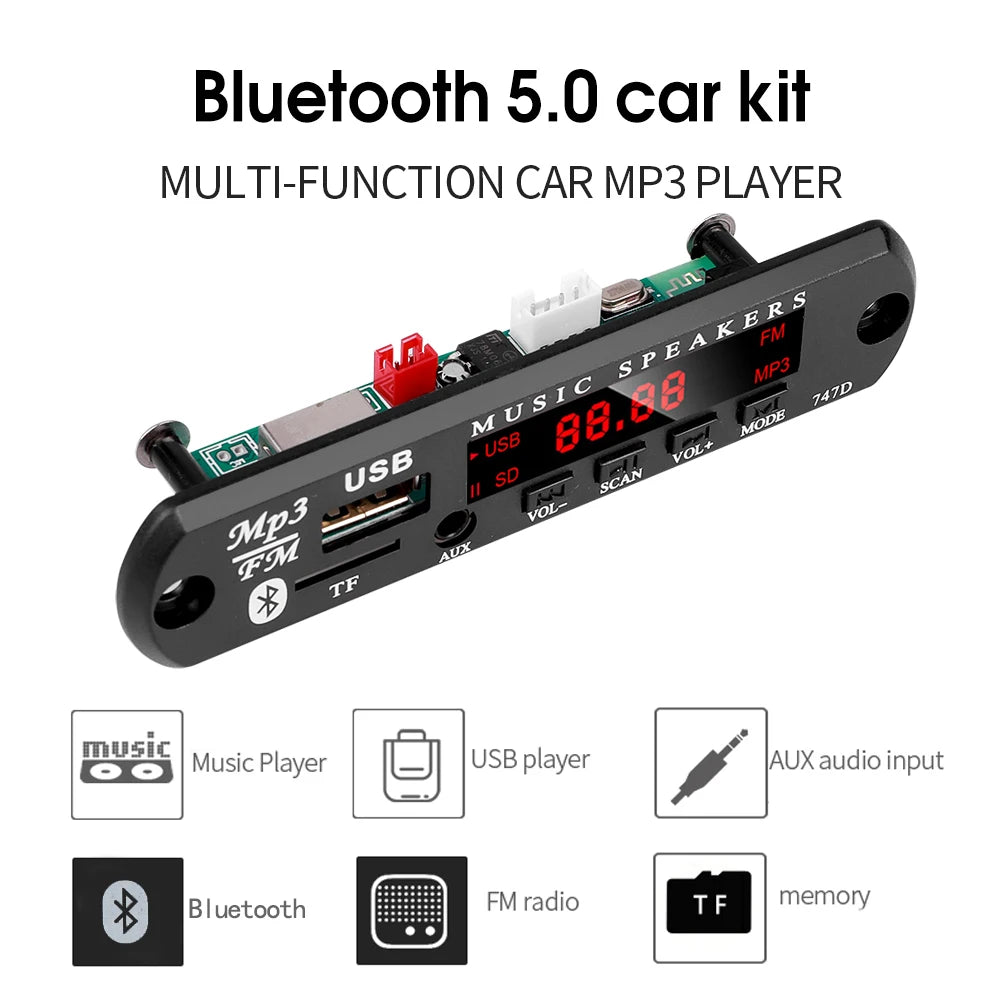 KEBIDU 9V/12V Car Radio Stereo MP3 Decoder Board - Bluetooth Wireless MP3 Player with USB, TF, and Remote Control