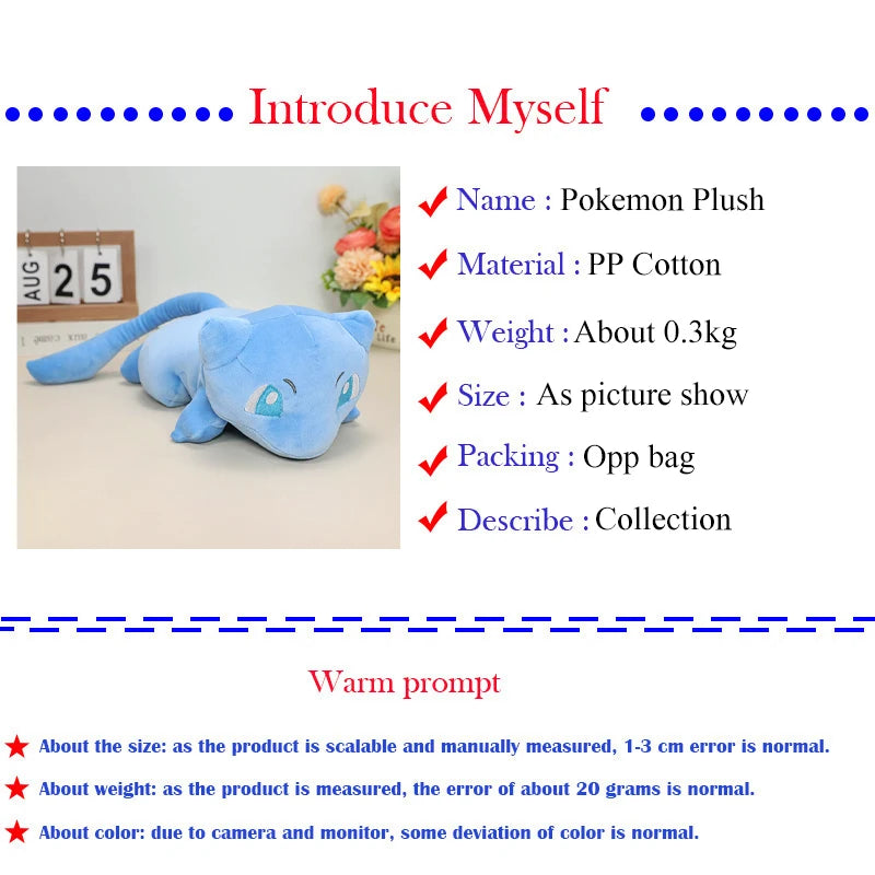 Pokemon Shiny Mew Plush Pillow – Soft Stuffed Anime Cushion Toy for Kids, Fun Birthday Gift for Boys & Girls