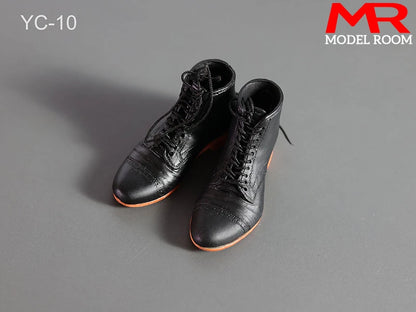 1/6 Scale Male Lace-Up Rubber Boots — Solid Soldier Shoes for 12'' Action Figures with Detachable Feet Dolls