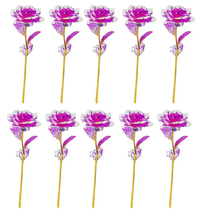 10PCS 24K Foil Plated Rose Gold Roses – Valentine’s Day, Wedding & Forever Love Decorative Gift