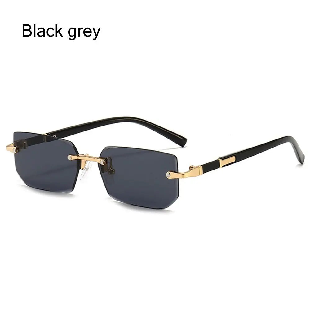 Rimless Rectangle Sunglasses – Fashion Small Square Shades for Men & Women, Summer Travel Eyewear