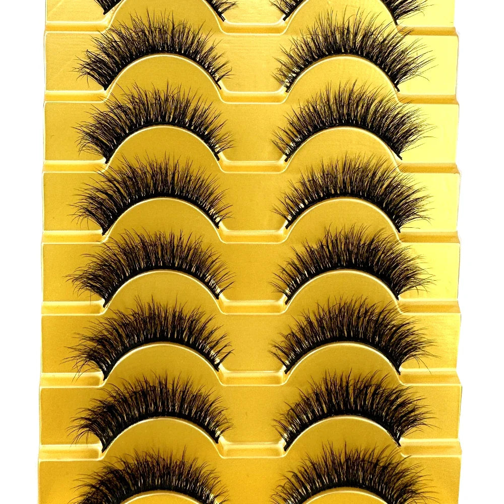 5/10 Pairs 3D Mink False Eyelashes – Wispy Handcrafted Full Strip Short Natural Lashes for Makeup