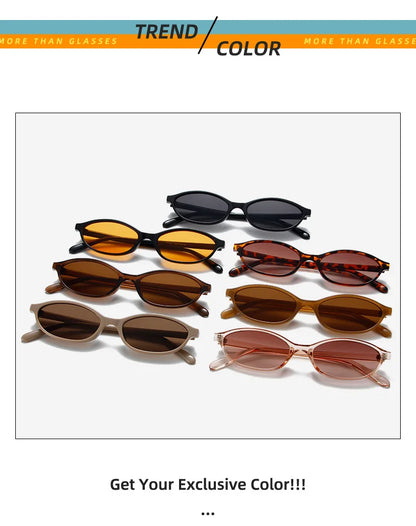 Retro Oval Frame Sunglasses — Trendy Small Frame Punk Cat Eye Sunshade Glasses, Personalized Fashion Sun Protection Eyewear