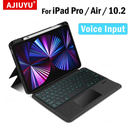 AJIUYU Keyboard Case for iPad Pro 11" & 12.9" (2018-2022) – Backlit Smart Keyboard with TouchPad for iPad Air & 10.2"