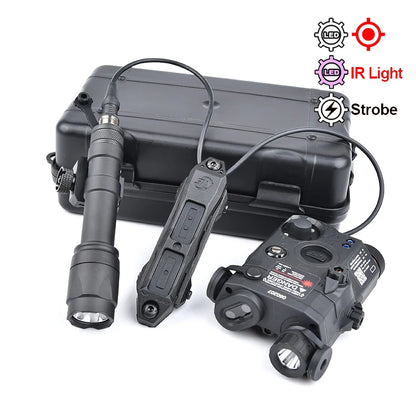 PEQ-15 Tactical SureFire M600C/M300A Flashlight — AR15 Airsoft Dual Control Switch with Red/Green/Blue Laser, Hunting Accessory