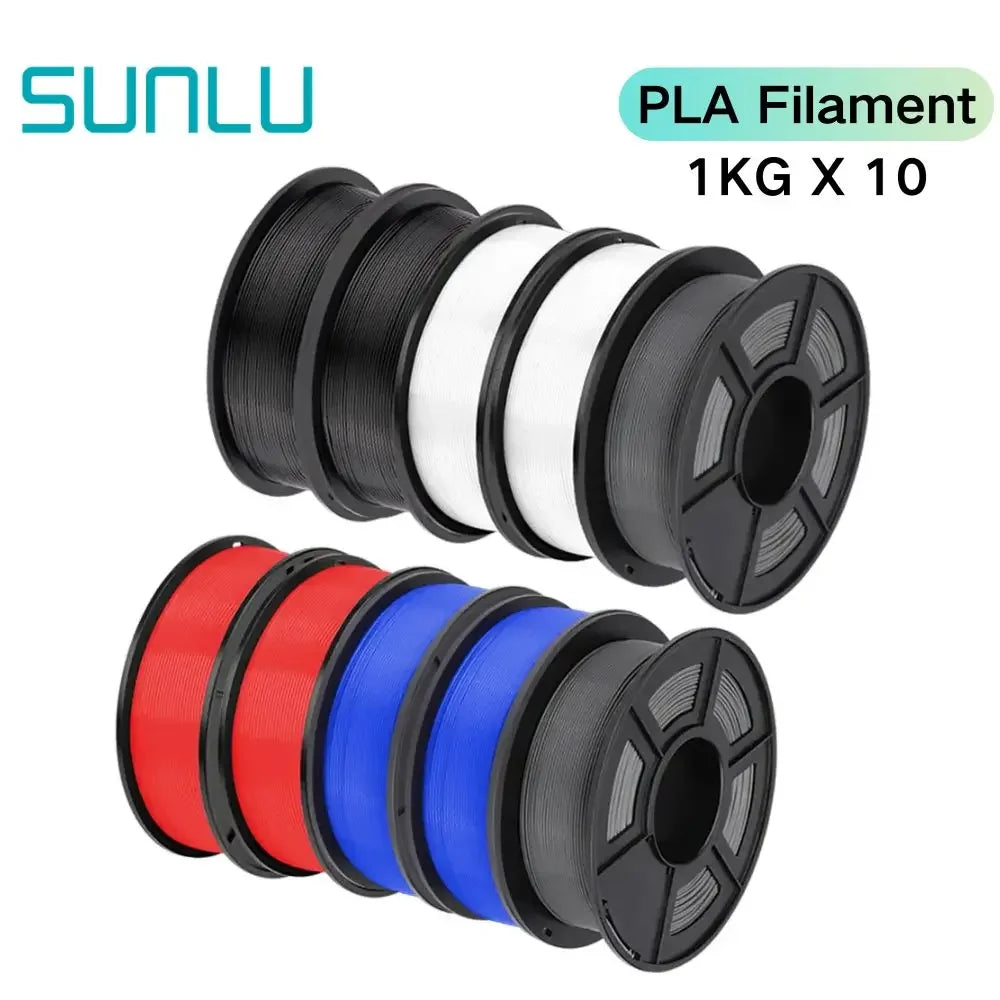 SUNLU PLA/PETG/PLA+ 3D Printer Filament Bundle – 10 Rolls 1KG Each, 1.75mm Neatly Wound Filament for 3D Printing (EU/US)