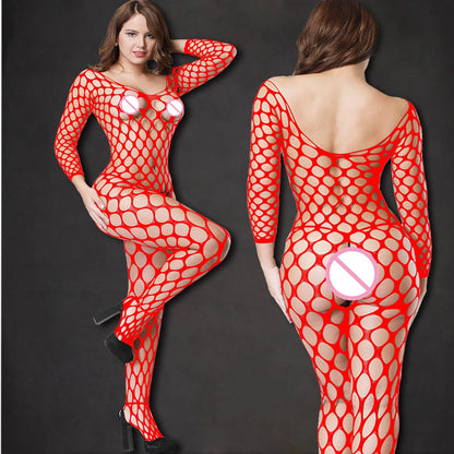 Sexy Mesh Bodystocking - Fishnet See Through Lingerie Jumpsuit with Hollow Design & Nightwear Style
