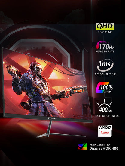 27" 2K Gaming Monitor – 170Hz, 1ms, AMD FreeSync, 99% sRGB IPS, HDR400, HDMI & DisplayPort