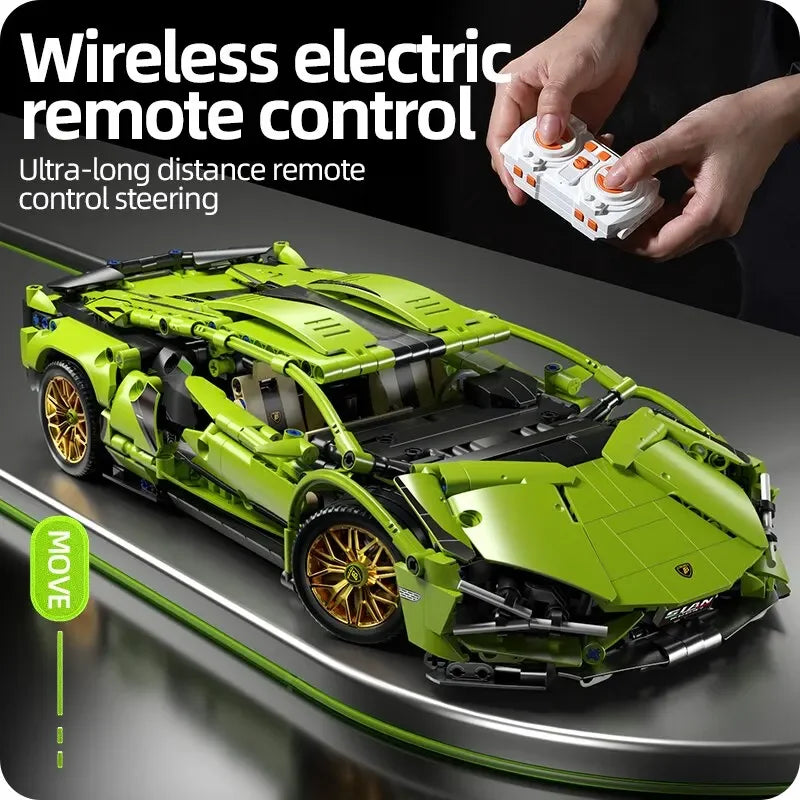 1280PCS Technical Racing Sports Car Building Blocks – Mechanical Supercar Model Kit Puzzle Toy for Kids & Adults Gift