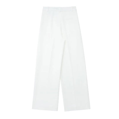 TRAFZA Women’s 2-Piece Set — Sleeveless Halter Vest Top with High-Waist Wide Leg Pants & Zipper Pockets