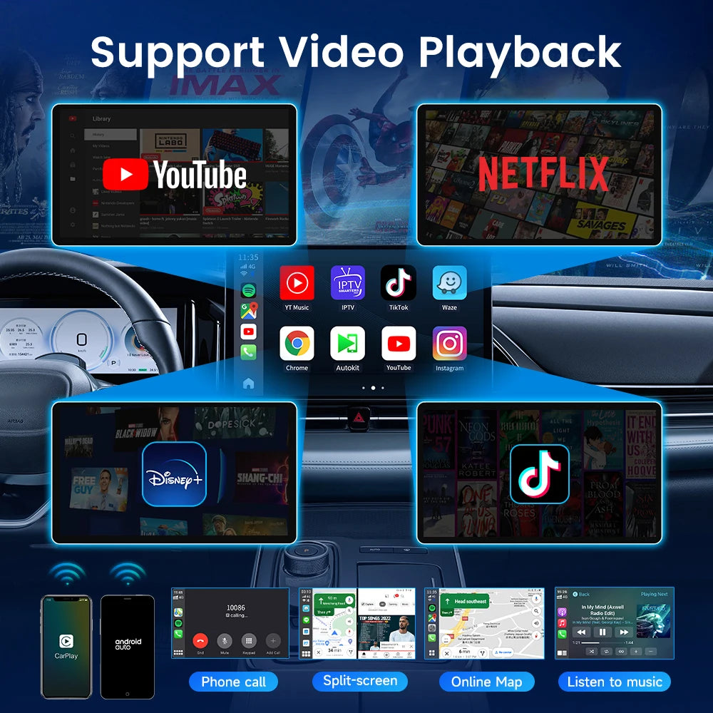 2025 Carlinkit AI Box LED – Android 13 Wireless CarPlay Adapter with Qualcomm 6115, 8-Core 64GB Smart TV Box for Netflix & IPTV