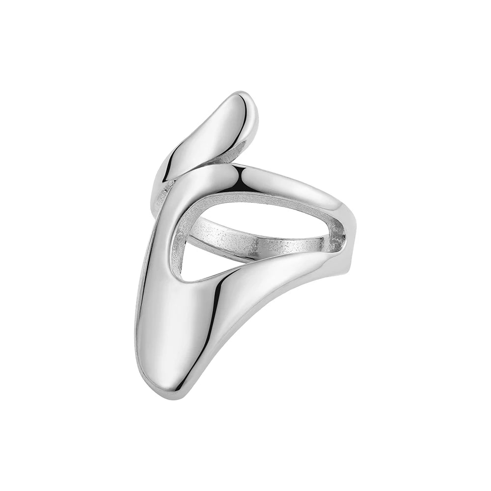 Vintage Stainless Steel Chunky Ring – Punk Irregular Adjustable Open Ring for Women, Wedding Jewelry Gift