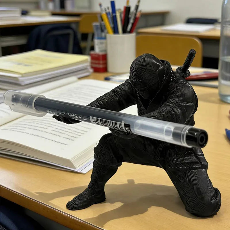 3D Printed Ninja Pen Holder - Creative Desktop Pencil Organizer Figurine and Unique Office Decor Craft