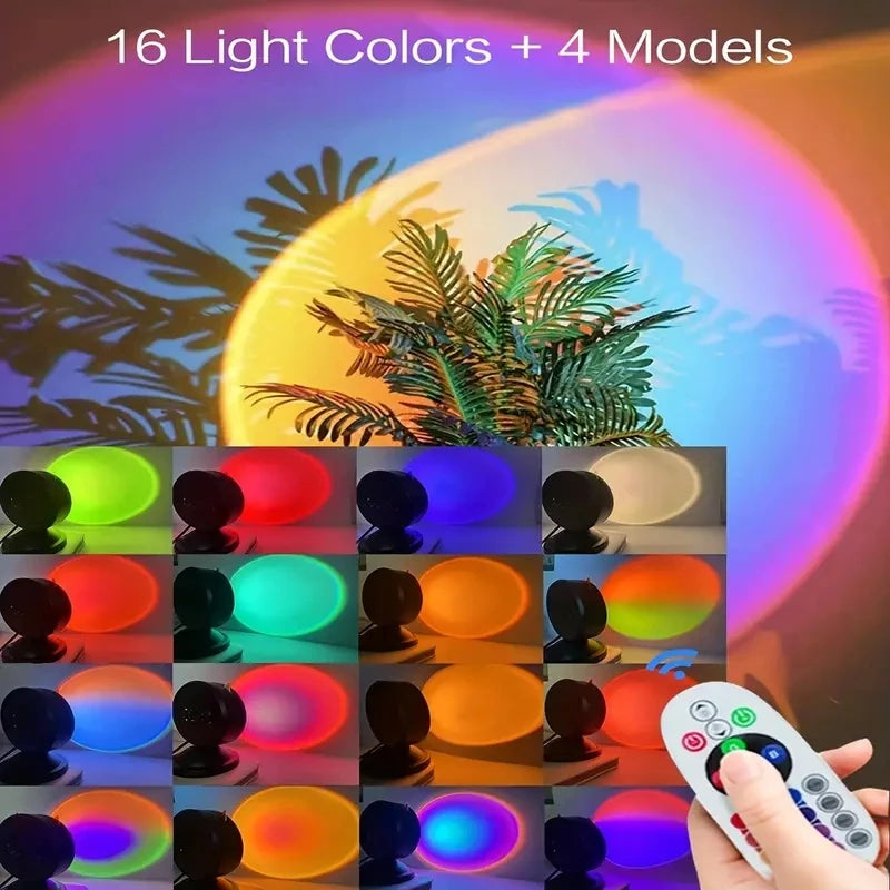 New Sunset Light with Earbuds & Remote Control – 16 Colors, Customizable Version