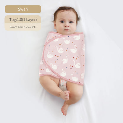 Bilayer Baby Swaddle Wrap Blanket - Soft Thin Cotton Newborn Anti-Startle Sleep & Changing Cover