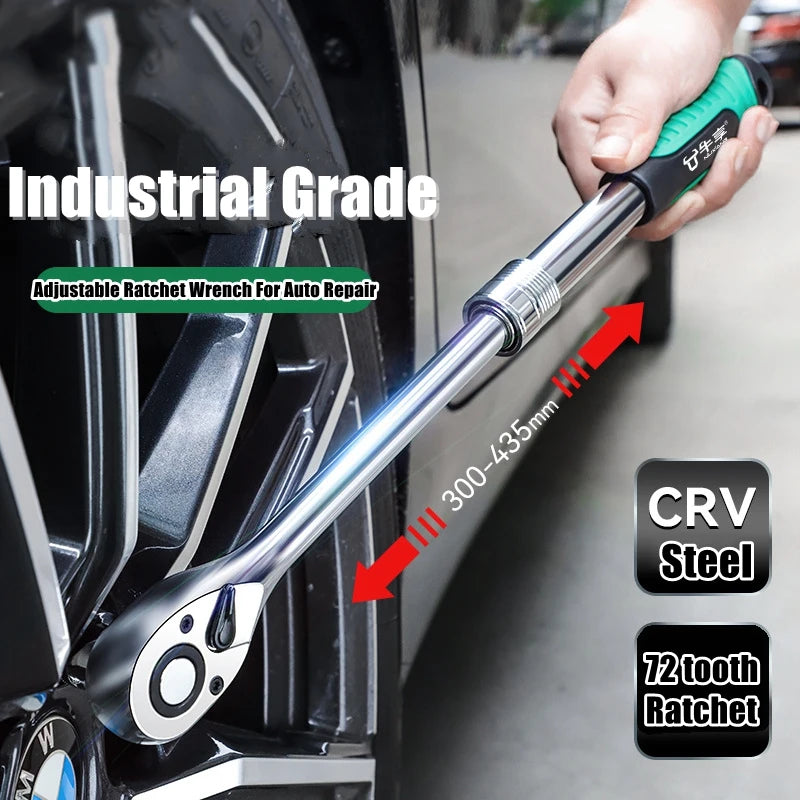 # Telescopic Ratchet Wrench Set - 72-Tooth Quick Release Adjustable Head Tool for Automotive Repair