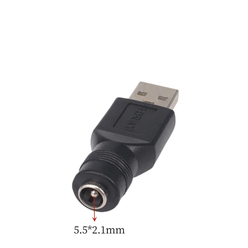 DC Female Jack to USB 2.0 Male Adapter - 5V Power Connector for 3.5×1.35mm, 4.0×1.7mm & 5.5×2.1mm Plugs