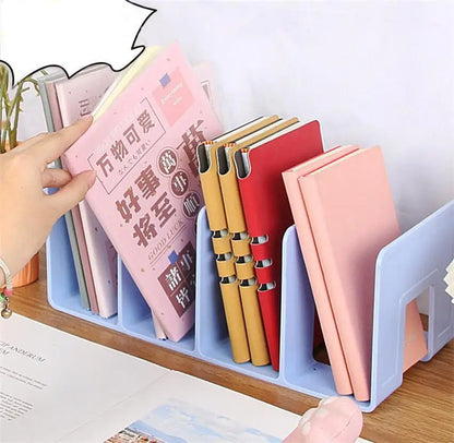 Desktop Bookshelf Storage Divider, Transparent Acrylic Bookend Shelf, Desk Storage Organizer for Books and Office Supplies