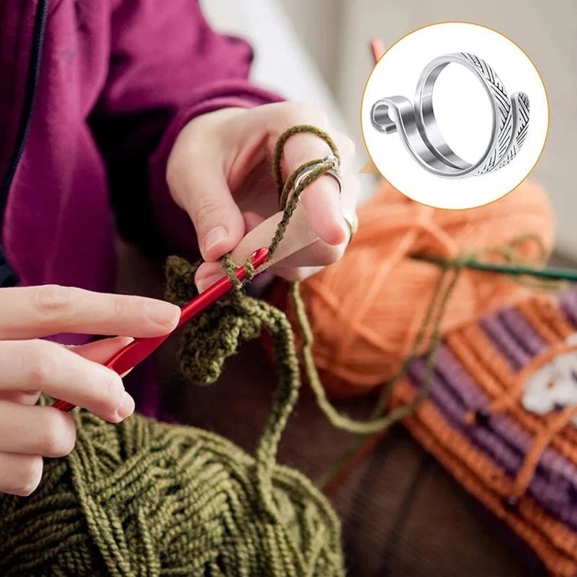 Adjustable Knitting Loop Ring - Webbing Jewelry & Crochet Wool Tool - Sewing Accessory for Yarn Guide