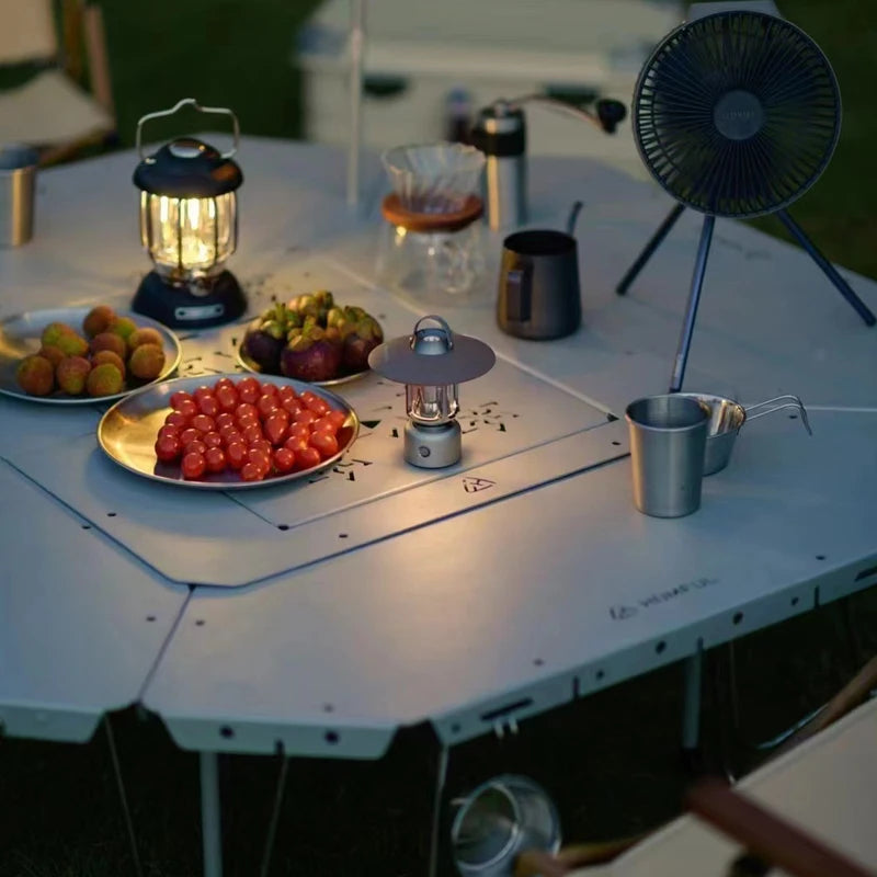 Homful Outdoor Multifunctional Stainless Steel Round Table – Foldable BBQ & Campfire Table for Camping