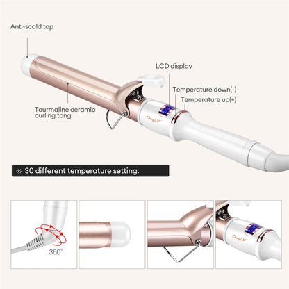 CkeyiN 32mm/38mm Electric Hair Curler – Professional Ceramic Curling Iron with Adjustable Temperature for Women