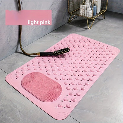 Light Blue Non-Slip PVC Bath Mat – Rectangular Shower Rug with Massage Nubs, 0.8cm Thick Dot Pattern for Bathroom Safety