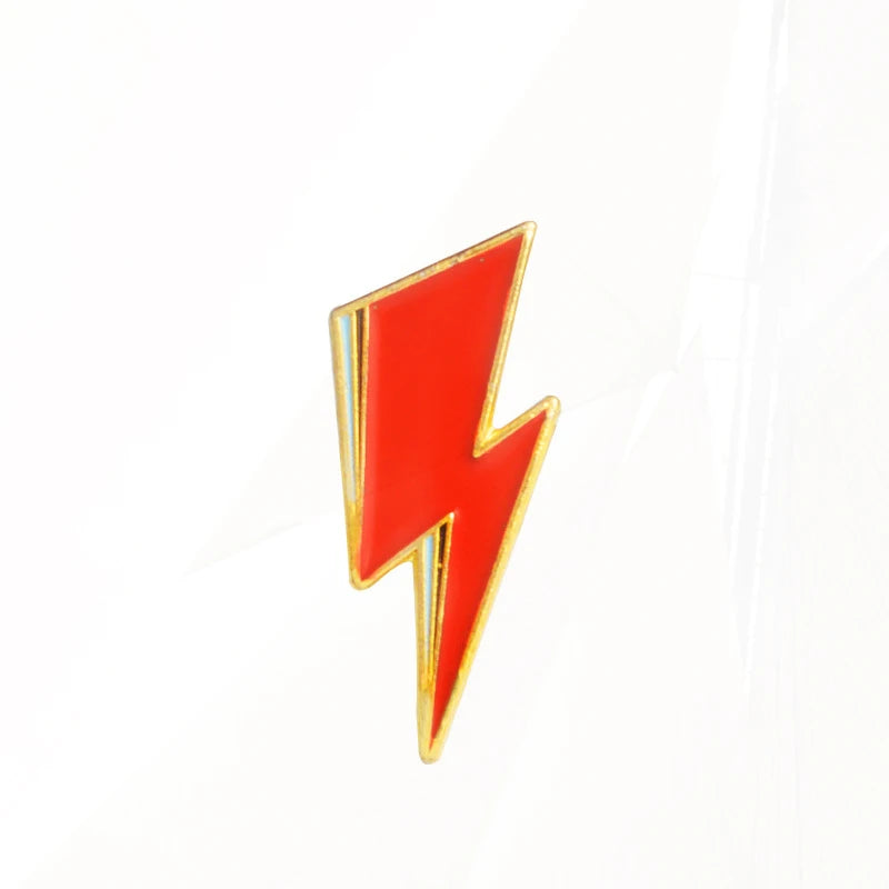Glam Rock Enamel Pins – Bowie & Aladdin Lightning Style Badge for Men & Women, Rock Music Fan Gift