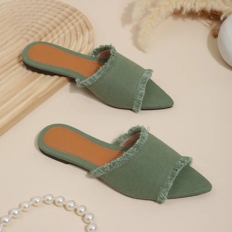 Women’s Summer Flats & Cowboy Sandals – Pointed Toe Flip Flops Casual Beach Dress Shoes