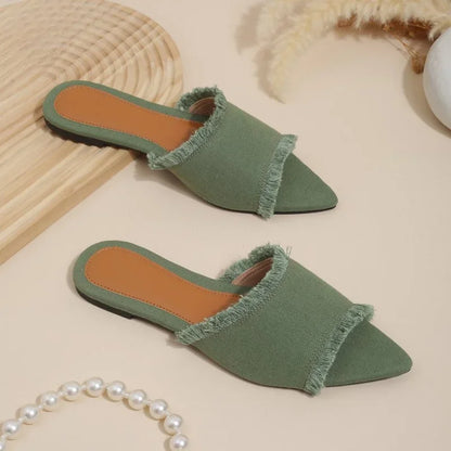 Women’s Summer Flats & Cowboy Sandals – Pointed Toe Flip Flops Casual Beach Dress Shoes