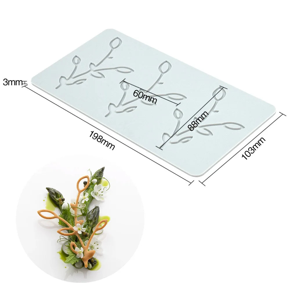 Various Leaves & Geometric Flower Silicone Cake Lace Mold — Cake Decorating Border Tool for Baking
