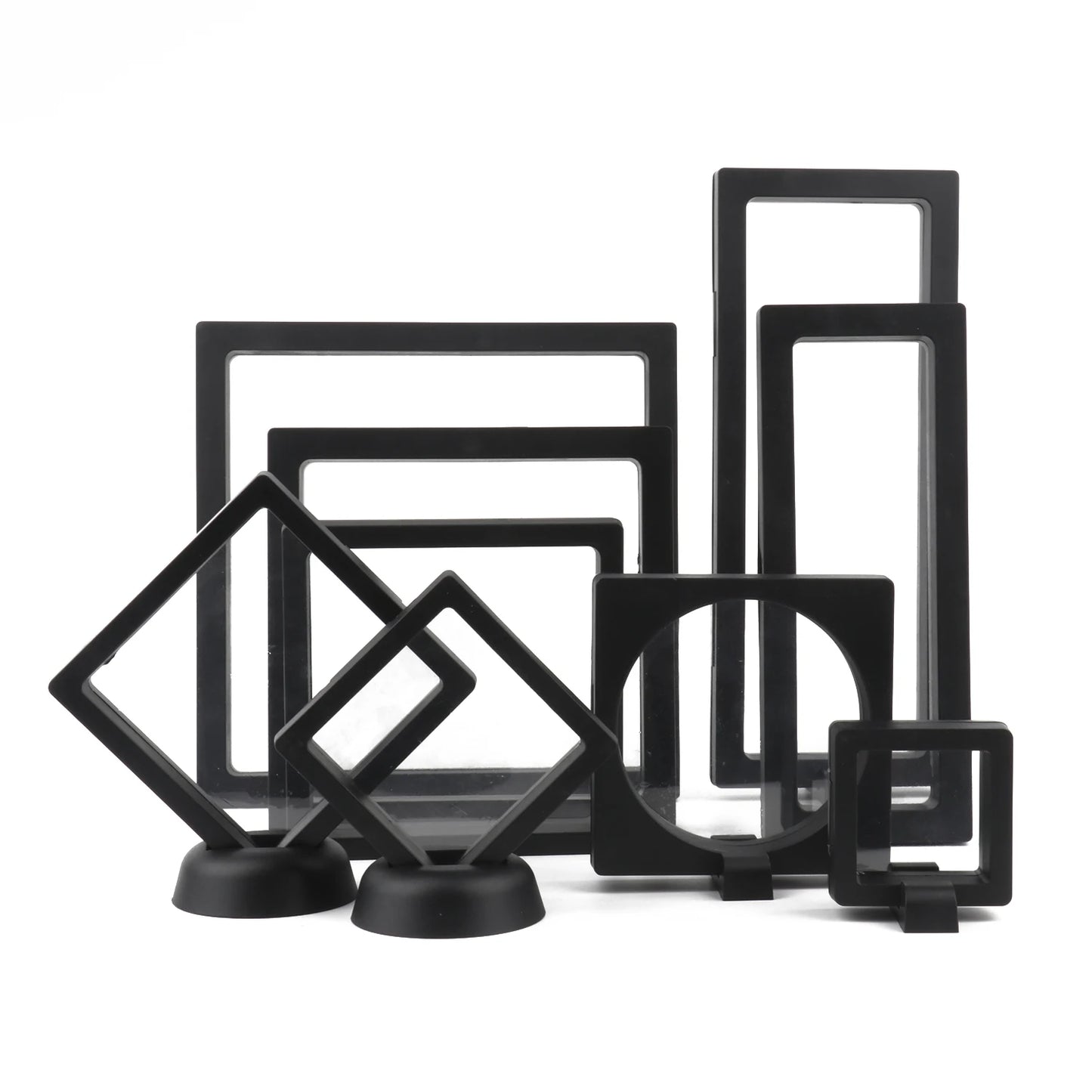 Black 3D Floating Display Case Frame – Free-Stand Suspension Membrane Jewelry Storage Box for Rings, Earrings & Necklaces