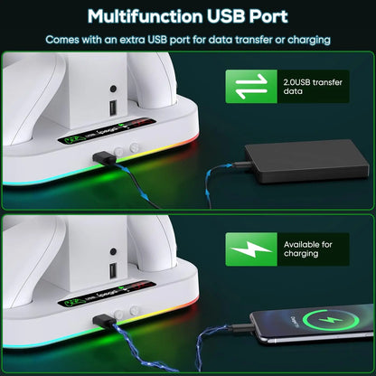 IPEGA Cooling Stand for Xbox Series S – RGB Light, Charging Station with 2x1400mAh Batteries, 3-Speed Adjustable Cooling Fan