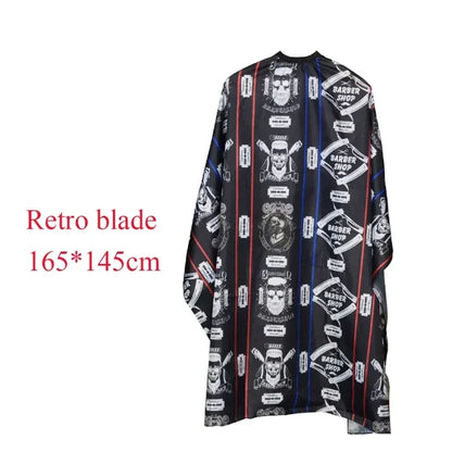 Retro Hairdressing Cape – Waterproof Patterned Salon Barber Gown, Professional Hair Stylist Cutting Apron