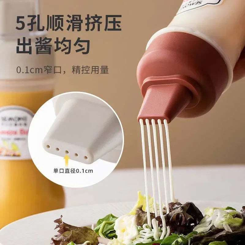 Portable Ketchup and Sauce Squeeze Bottle - Salad Dressing and Condiment Dispenser with Cap Lids, Ideal for Kitchen and Outdoor Use