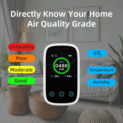 3-in-1 Air Quality Monitor - CO2, CO, Temperature & Humidity Meter with NDIR Sensor, LCD Display & Alarm