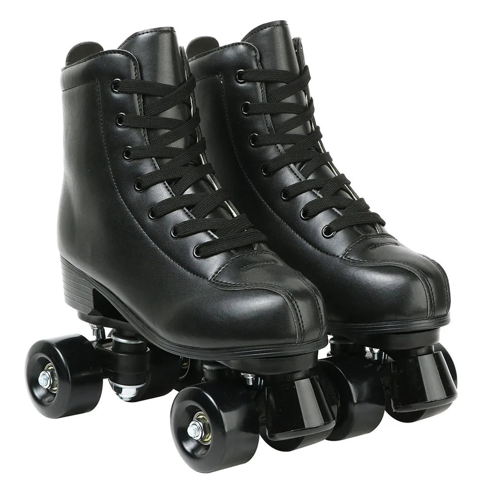 PU Leather Roller Skates – Inline & Quad Skating Shoes, Flashing 4-Wheel Sneakers, Europe Size, Training & Fun