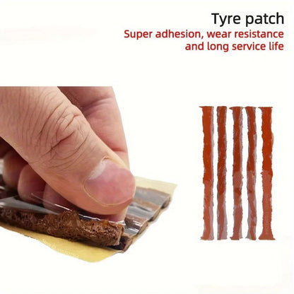 All-in-One Tire Repair Kit – Emergency Puncture Plug Tools with Rubber Strips for Cars, Motorcycles, Bikes, and Trucks